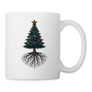 Christmas tree with roots – festively rooted - Mug - white - Right