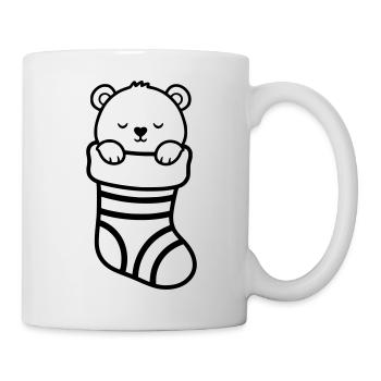 Cute Bear in Christmas Socks | Gift - Mug - white - Right
