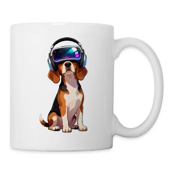 Süßer Beagle Hund Cartoon Gamer Zocker VR - Tasse - Weiß - Rechts