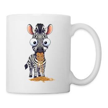 Drôle de spaghetti zébré mangeant de grands yeux maladroits - Mug blanc - blanc - Droite