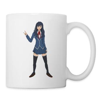 Kawaii Anime Girl in School Uniform Aesthetic - Mug - white - Right