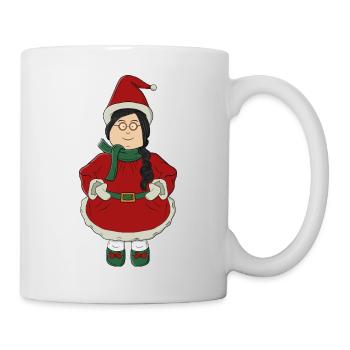 Weihnachtsmannmädchen im roten Kleid - Tasse - Weiß - Rechts