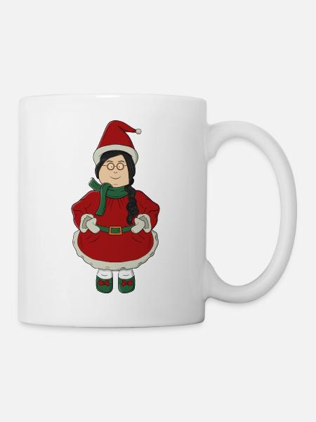Weihnachtsmannmädchen im roten Kleid - Tasse - Weiß