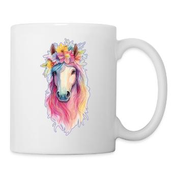 Buntes Pferd - Tasse - Weiß - Rechts