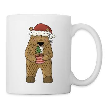 Ours avec sapin de Noël et chapeau de Père Noël - Mug blanc - blanc - Droite