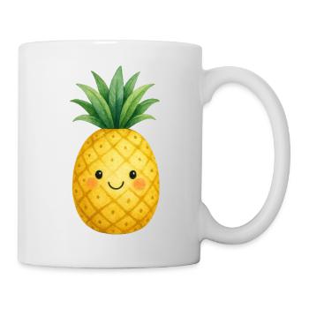 Kawaii Pineapple Watercolor Kids Fruit Cute Cute - Mug - white - Right