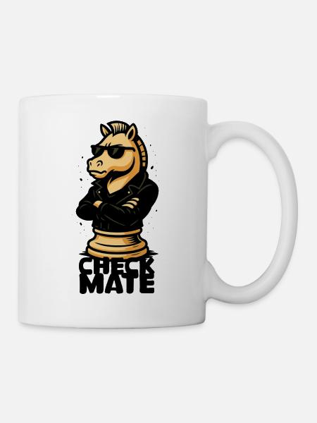 Cooler Schach-Reiter im Lederjacken-Style - Tasse - Weiß