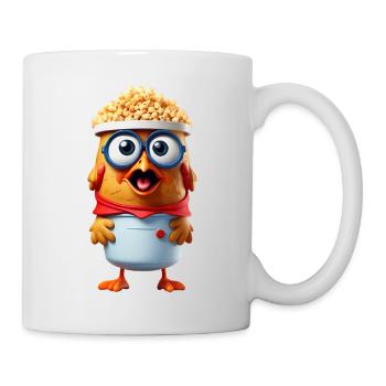 Popcorn Huhn mit Brille - Tasse - Weiß - Rechts