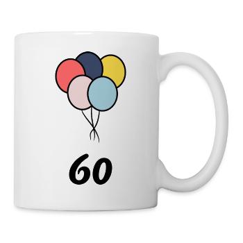 60. 60 JAHRE. 60-JÄHRIGES JUBILÄUM. 60. GEBURTSTAG. - Tasse - Weiß - Rechts