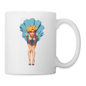 Pin-up avec une robe d’été soufflante - Mug blanc - blanc - Droite