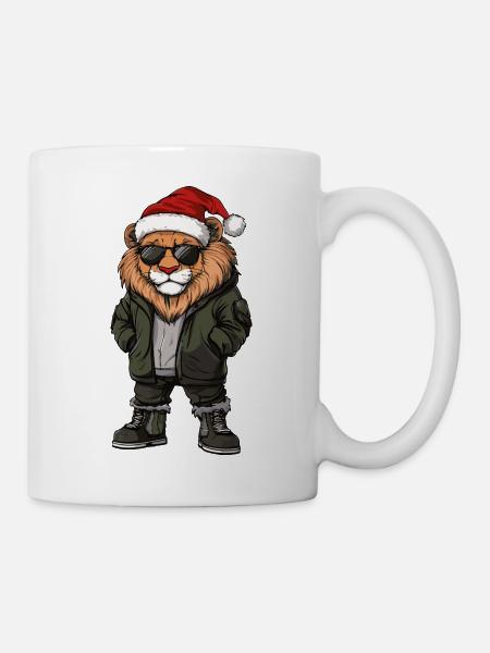 Löwe Weihnachten Winter - Tasse - Weiß