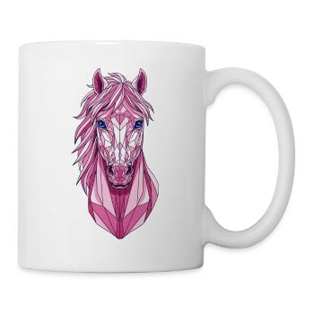 Geometrisches Pinkes Pferd - Tasse - Weiß - Rechts