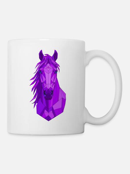 Geometrischer Lila Pferdekopf - Tasse - Weiß