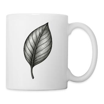 Fine leaf line black and white natural - Mug - white - Right