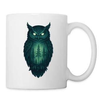 Eule im Wald bei Nacht - Tasse - Weiß - Rechts