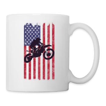 Drapeau américain du vélo de cross, - Mug blanc - blanc - Droite