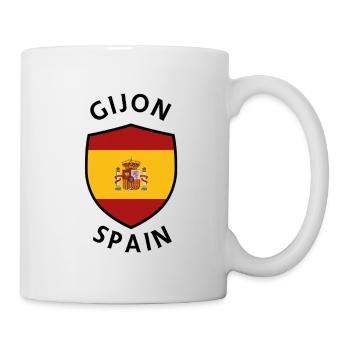 Bouclier d’Espagne de Gijón avec drapeau - Mug blanc - blanc - Droite