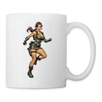 Aventurier vert en tenue de combat - Mug blanc - blanc - Droite