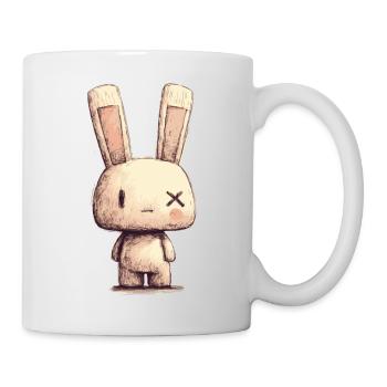 Hugging rabbit with cross eyes - Mug - white - Right