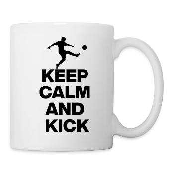 RESTE CALME ET DONNE DES COUPS DE PIED ! Fan de football noir - Mug blanc - blanc - Droite