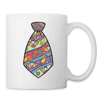 Karneval Clown Krawatte, Clown Kostüm Shirt - Tasse - Weiß - Rechts