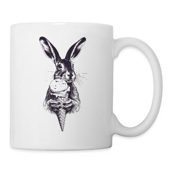 Hase mit Eis Vintage Gravur - Mug - white - Right