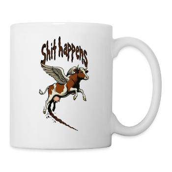 Flying cow with wings – shit happens - Mug - white - Right