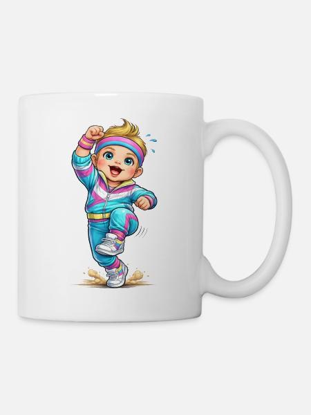 Fröhliches Retro-Aerobic-Kind - Tasse - Weiß