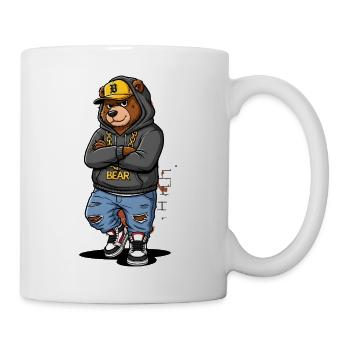 Urban bear hoodie with chain street art - Mug - white - Right