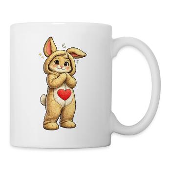 Shy bunny with red heart - Mug - white - Right