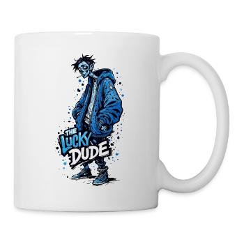 The Lucky Dude Shirt – Urban Streetwear Zombie Sty - Tasse - Weiß - Rechts