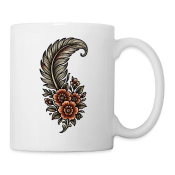 Vintage Feather and Floral Embroidery - Mug - white - Right