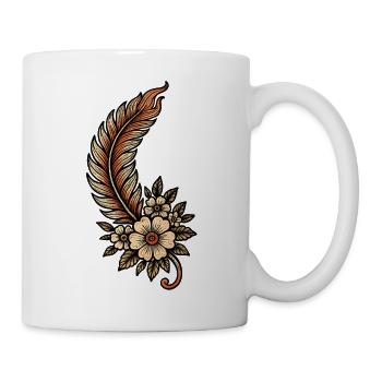 Federblumen Vintage Illustration - Tasse - Weiß - Rechts