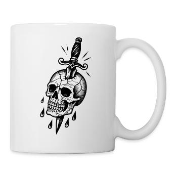 Cracked skull with a dagger - Mug - white - Right
