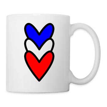 COEUR. FRANCE. BLEU. BLAN. ROUGE. COEUR. COUPLE - Mug blanc - blanc - Droite
