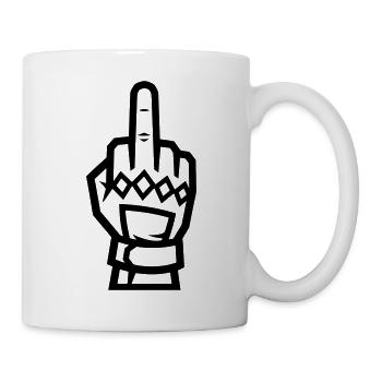 Mittelfinger Handschuh Schwarz Kontur Symbol - Tasse - Weiß - Rechts