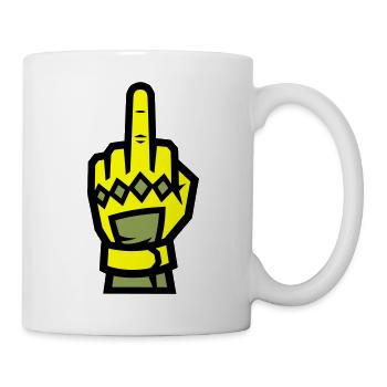 Mittelfinger Handschuh Gelb Symbol - Tasse - Weiß - Rechts