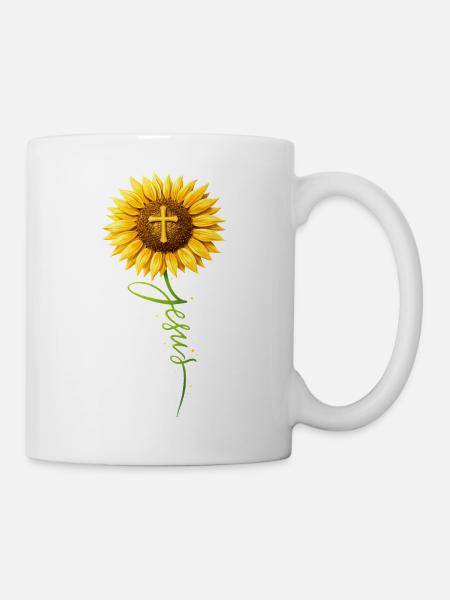 Jésus chrétien inspirant de tournesols - Mug blanc - blanc