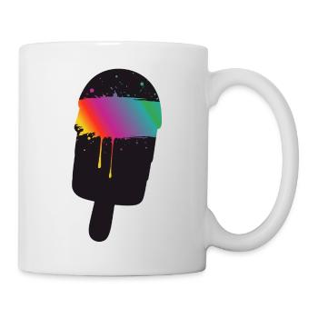 Regenbogen Eis Silhouette Street Art Style  - Tasse - Weiß - Rechts