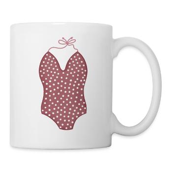 Polka Pink Swimsuit V-Neck - Mug - white - Right