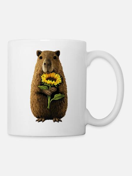 Biber mit Sonnenblume - Tasse - Weiß