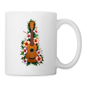 Ukulele with hibiscus colorful - Tasse - Weiß - Rechts