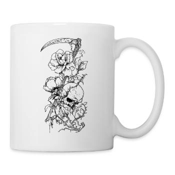 Bloom Happens Even in Death - Gothic Skull Shirt - Mug - white - Right