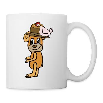 Héros chien avec chapeau et coq - Mug blanc - blanc - Droite