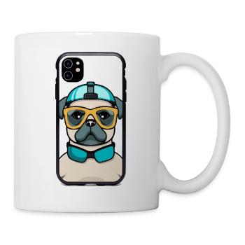 Pug mit Schnorchel und Brille - Tasse - Weiß - Rechts