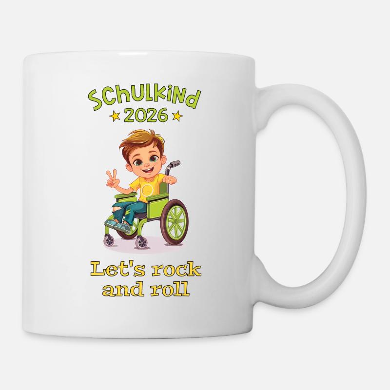 Schulanfang - Einschulung - Junge - Rollstuhl - Tasse - Weiß