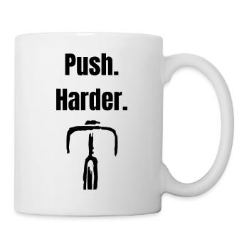Pousser plus fort la motivation du vélo de route – T-shirt de cyclisme - Mug blanc - blanc - Droite