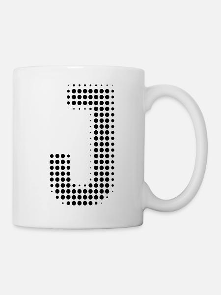 Buchstabe J – Punktmuster Initial Design - Tasse - Weiß