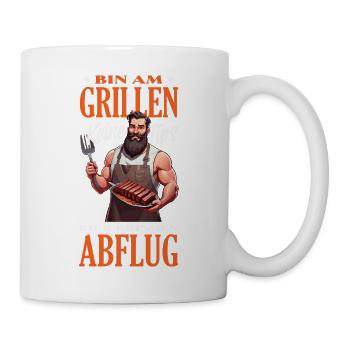 Bin Am Grillen Keine Tipps Bier Bringen Abflug - Tasse - Weiß - Rechts