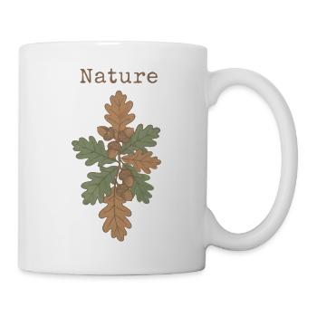 Eichenzweig mit Eicheln für Natur, Wald und Herbst - Tasse - Weiß - Rechts